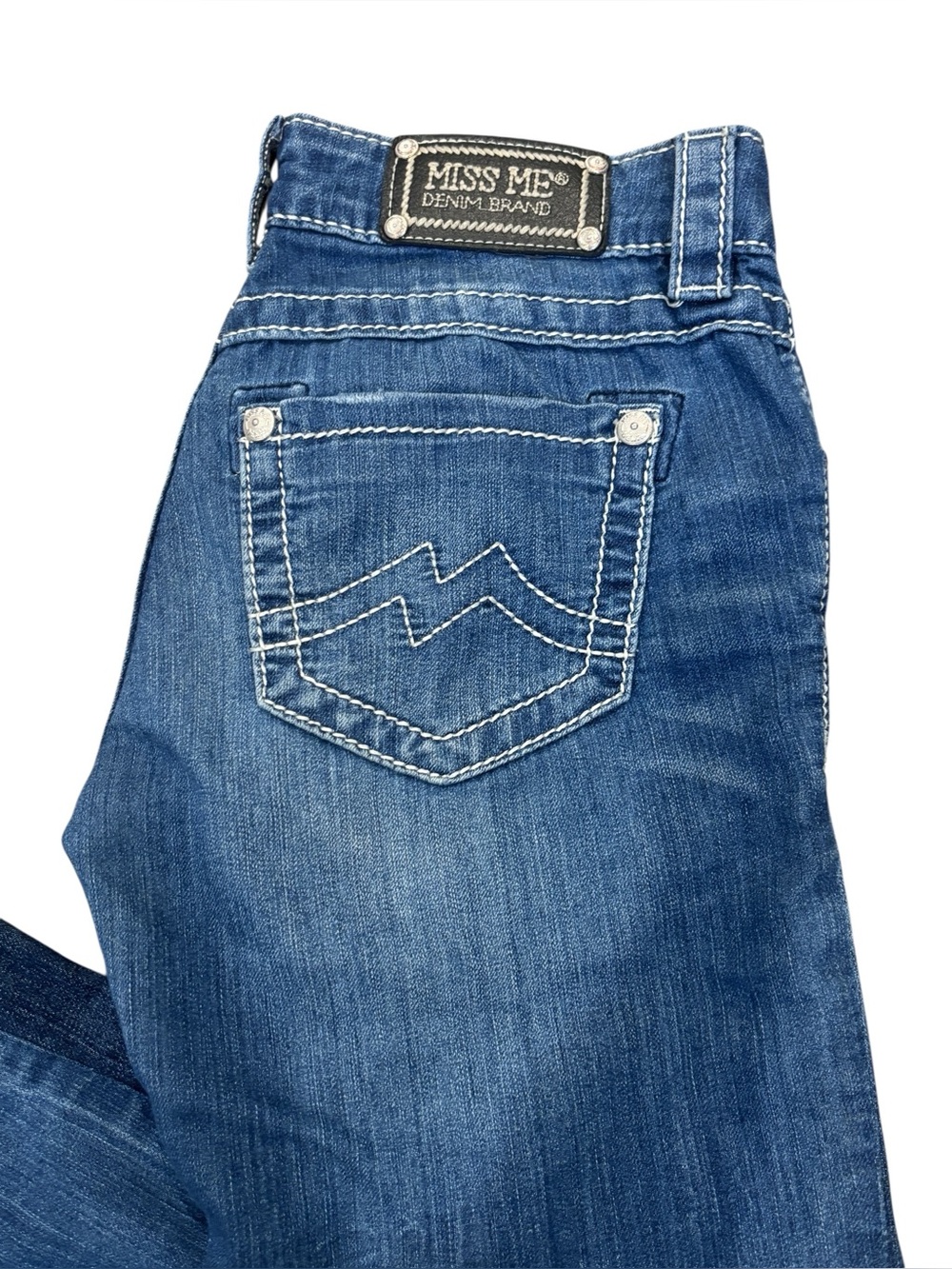Miss Me Skinny Jeans Size 27 Blue Wash Rhinestone Contrast Stitch Denim